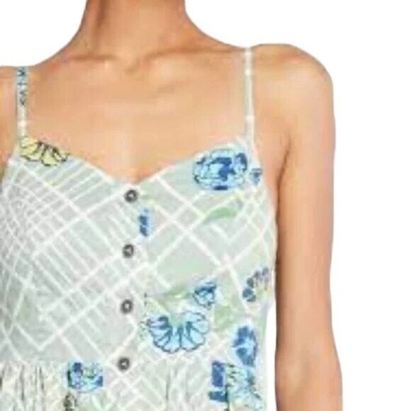 NWT ModCloth Light Green & Blue Floral Maxi Dress L - Picture 4 of 13